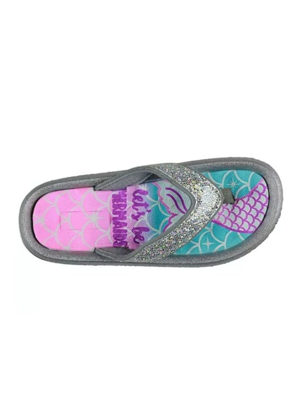 Elli By Capelli Girl's Let's Be Mermaid Pool Slides Flip Flop Silver/Blue Sz 3-4 - Picture 5 of 16
